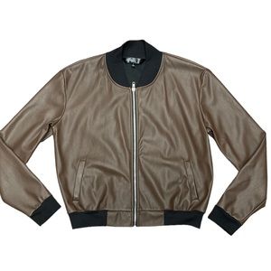 LuLaRoe Women’s Stevie Bomber Jacket Elegant Collection Faux Leather Small Brown
